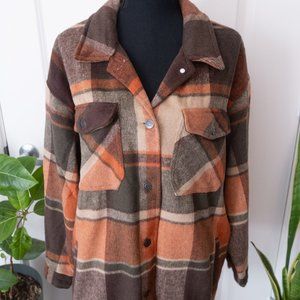 Cozy Plaid Fleece Shacket - Button Up Jacket/Shirt